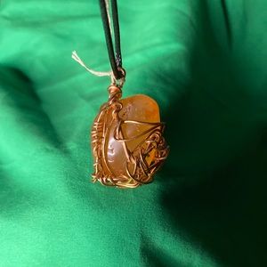 Red Carnelian/Copper Wire Necklace [Unisex]